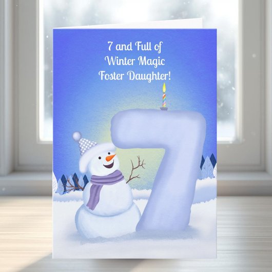 Carte Foster Daughter Happy 7th Birthday Snowman 