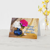 Carte Foster Mum, Joyeux anniversaire avec des roses pei (Fleur jaune)