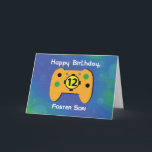 Carte Foster Son 12 ans Anniversaire Gamer Controller<br><div class="desc">C'est probablement la carte personnalisable la plus amusante et colorée que vous verriez ici. Cette carte est actuellement pour un fils d'accueil mais vous pouvez certainement la customiser pour n'importe quelle relation de type.</div>