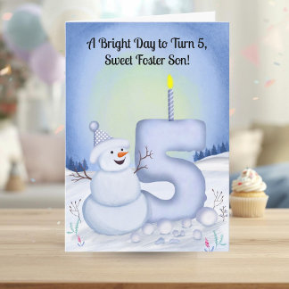 Carte Foster Son 5th Birthday Snowman Snowy