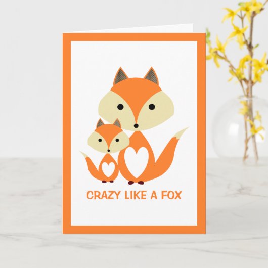 Carte Fou comme un Fox, Orange Fox Burlap (Fleur jaune)