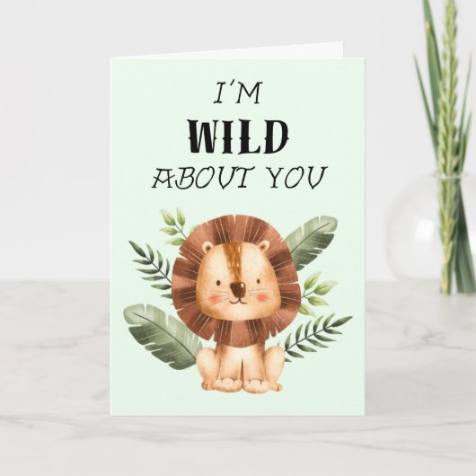 Carte Fou de toi Lionceau Mignon pour la Saint-Valentin (Devant)