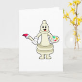 Carte Fou d'échecs en Peintre avec Pinceau & Couleur (Fleur jaune)