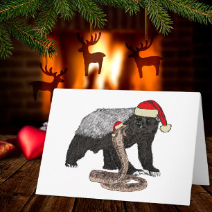 Carte Fouine festive serpent drôle badass Noël