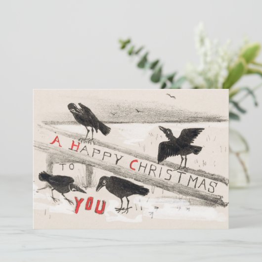 Carte Four Crows Art Vintage (Debout devant)