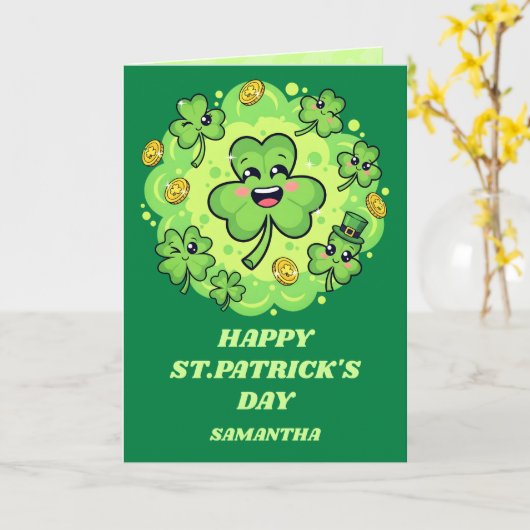 Carte Four-Leaf Fun St. Patrick’s Day Card (Fleur jaune)