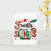 Carte Fourth Grade Sleighs Funny Christmas Teacher (Fleur jaune)