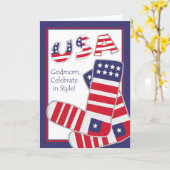 Carte Fourth of July for Godmother Patriotic Socks (Fleur jaune)