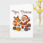 Carte Fox and Santa Christmas Folded Greeting Card (Fleur jaune)