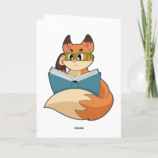 Carte Fox as nerd with Book & Glasses (Dos)
