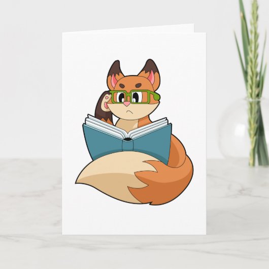 Carte Fox as nerd with Book & Glasses (Devant)