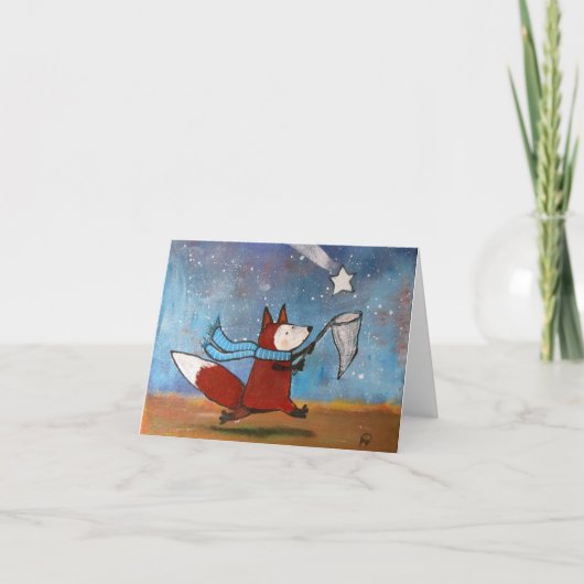 Carte Fox Catching Tir Star Art Whimsical original (Devant)