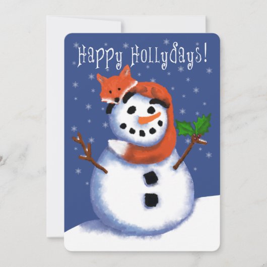Carte Fox et Snowman Joyeux Hollydays ! Tellement mignon (Devant)