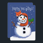 Carte Fox et Snowman Joyeux Hollydays ! Tellement mignon<br><div class="desc">Si mignon en effet ! Snowman est heureux de garder son ami renard cool! Conçu par Cherie's Art(c)2023</div>
