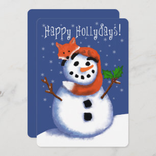 Carte Fox et Snowman Joyeux Hollydays ! Tellement mignon