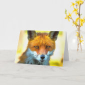 Carte Fox Portrait Réaliste Art faunique (Fleur jaune)