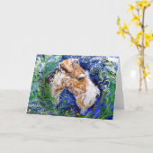 Carte Fox Terrier bleu (Fleur jaune)