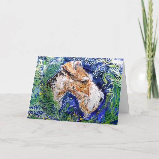 Carte Fox Terrier bleu (Devant)