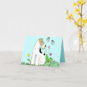 Carte Fox Terrier et papillons de fil (Fleur jaune)