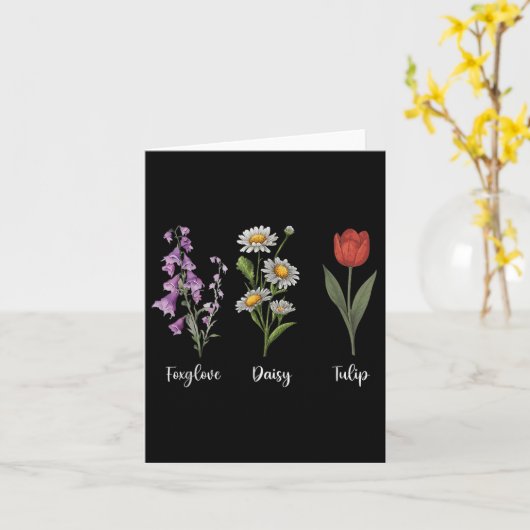 Carte Foxglove Daisy Tulip Tulip Flower Girl Mom (Fleur jaune)