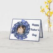 Carte Fractal bleu Cercle Frame Bonne Fête des pères (Fleur jaune)