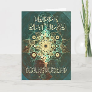 Carte Fractal grunge birthday card for a darling husband