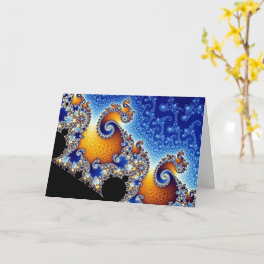 Carte Fractale en spirale bleue de Mandelbrot double (Fleur jaune)