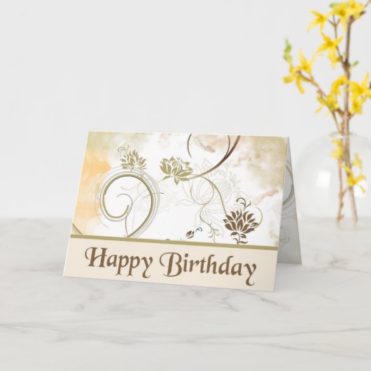 Carte Fractals - Joyeux anniversaire (Fleur jaune)