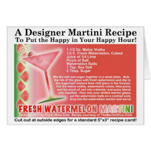 Carte fraîche de recette de Martini de pastèque