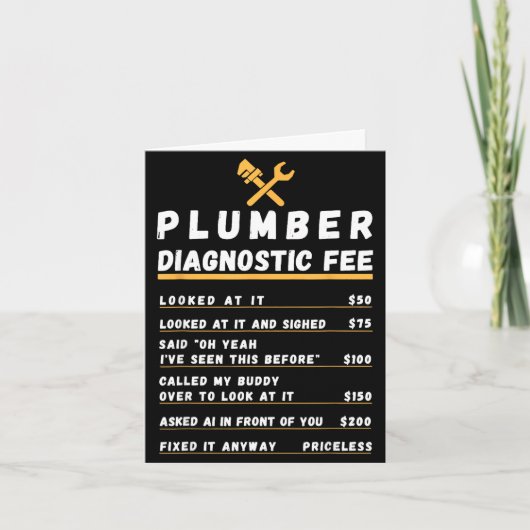Carte Frais de diagnostic du plombier drôle (Devant)