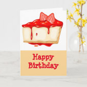 Carte Fraise cheecake fête anniversaire (Fleur jaune)