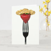 Carte Fraise d'anniversaire sur fourche noire (Fleur jaune)