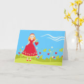 Carte Fraise Fête d'anniversaire fille (Fleur jaune)