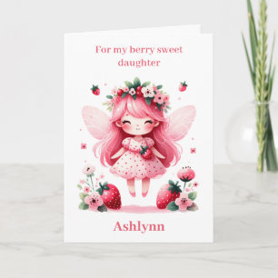 Carte Fraise rose Fée Berry Anniversaire Fille