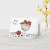 Carte Fraises d'anniversaire avec mesure sur bande (Fleur jaune)