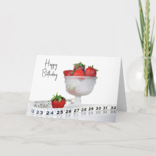 Carte Fraises d'anniversaire avec mesure sur bande