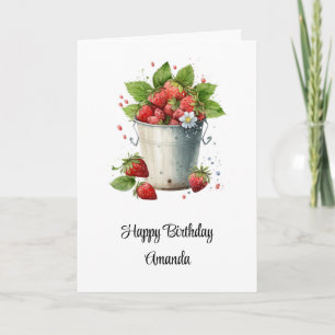 Carte Fraises dans un seau Anniversaire