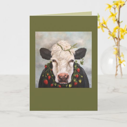 Carte Fraises et crème (Fleur jaune)