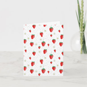 Carte Fraises et fleurs d'été mignonnes