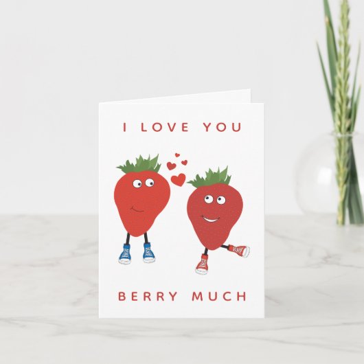 Carte Fraises Mignonnes En Amour (Devant)