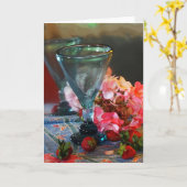 Carte "Fraises" Vie morte avec lunettes et fleurs (Fleur jaune)