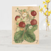 Carte Fraises vintages (Fleur jaune)