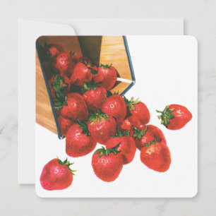 Carte Fraises vintages en Panier, Fruits alimentaires