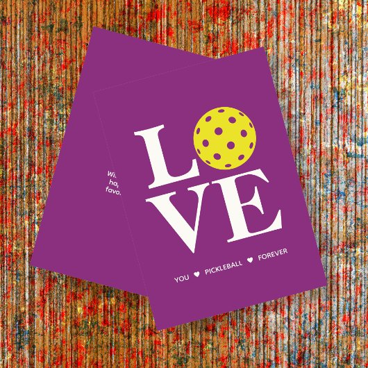 Carte framboise "LOVE You, Pickleball, Forever"