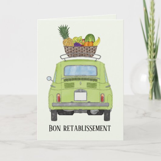 Carte Français Get well green Retro Fiat 500 (Devant)