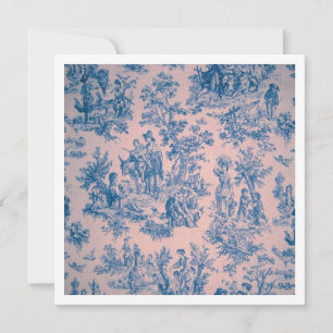 Carte Française toile de jouy bleu et blanc élégant