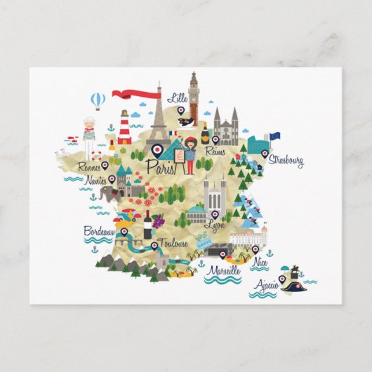 Carte France Destinations Touristiques (Devant)