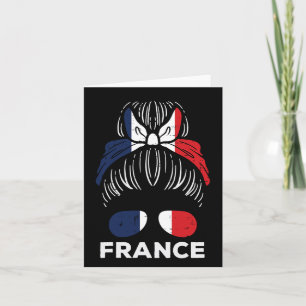 Carte France Drapeau Français Fille Hairbun Football Foo