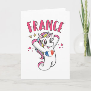Carte France Fan de football Unicorne avec drapeau du co