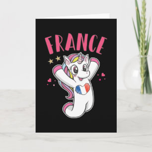 Carte France Fan de football Unicorne avec drapeau du co